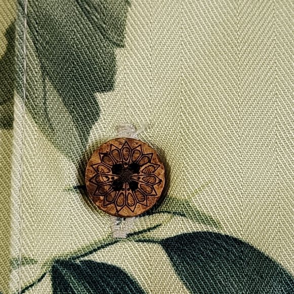 Carribbean Joe tropical shirt green floral button front size small - Picture 5 of 7